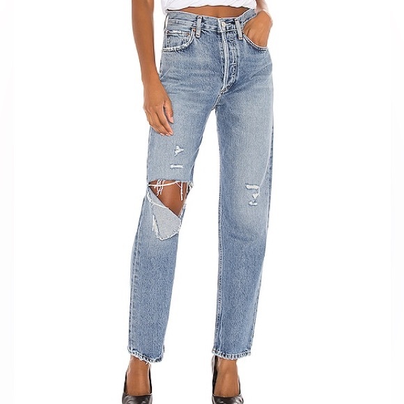 AGOLDE 90's Pinch Waist Lineup Jaime Wash Vintage Distressed Ripped {$198} Sz 31 - Picture 1 of 13